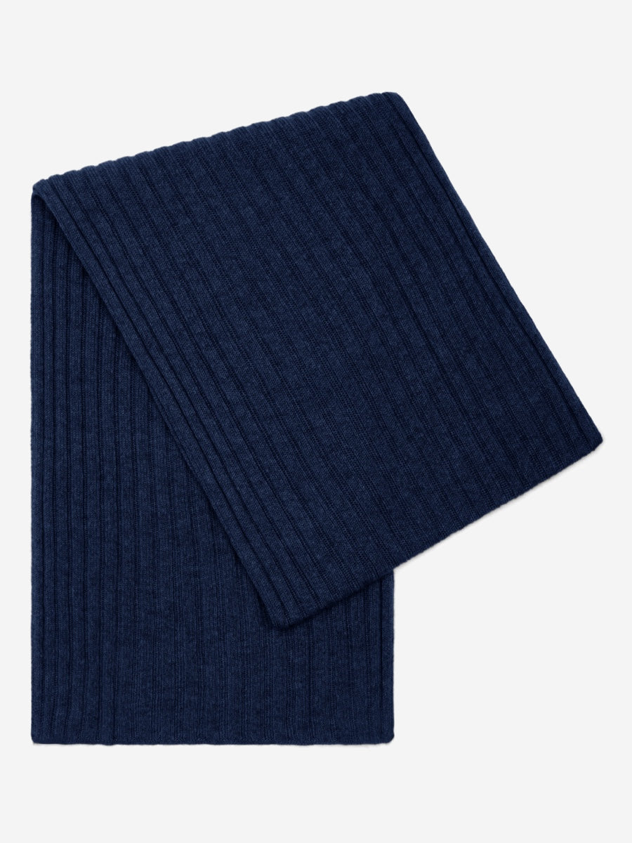 Napoli (navy blue) - Italian 100% cashmere ribbed scarf (unisex)