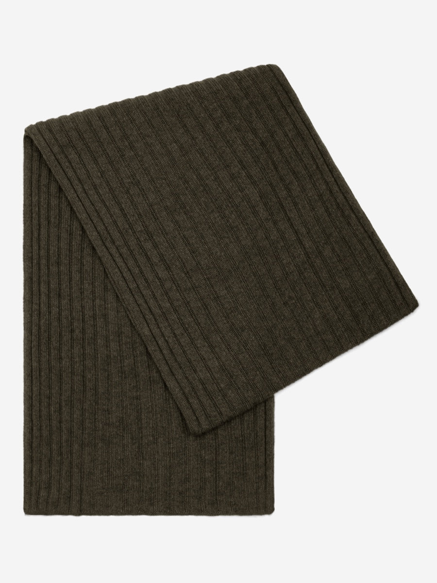 Napoli (dark green) - Italian 100% cashmere ribbed scarf (unisex)