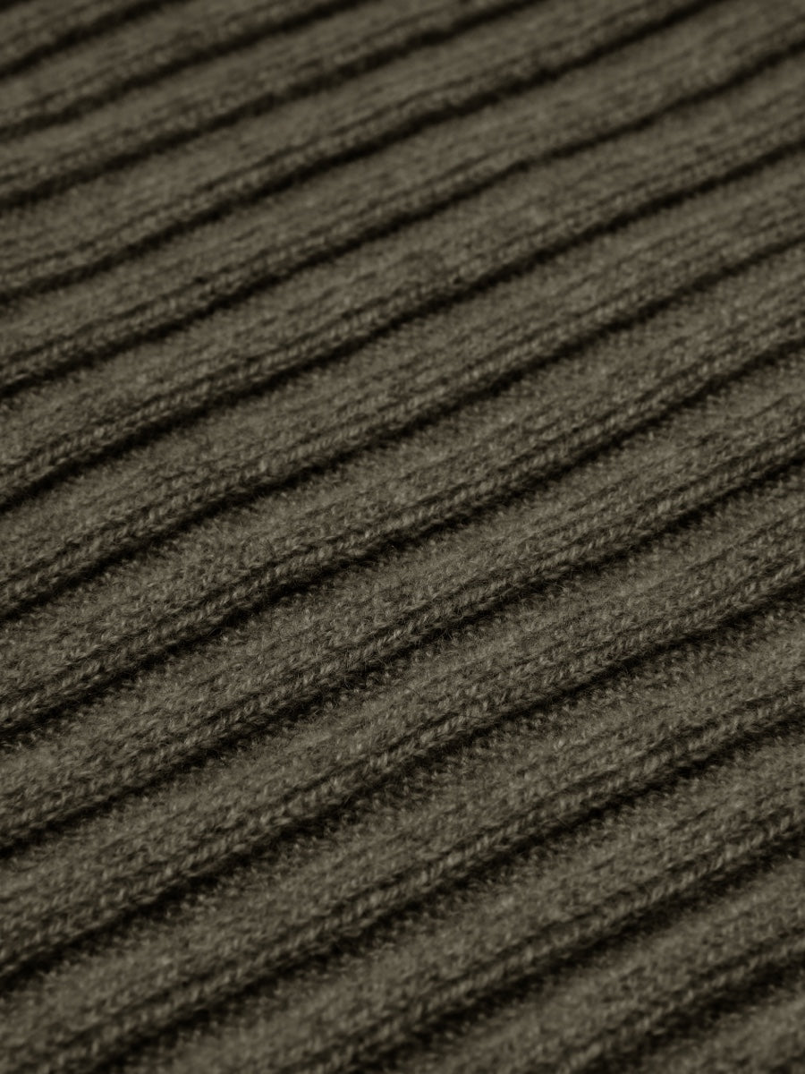 Napoli (dark green) - Italian 100% cashmere ribbed scarf (unisex)