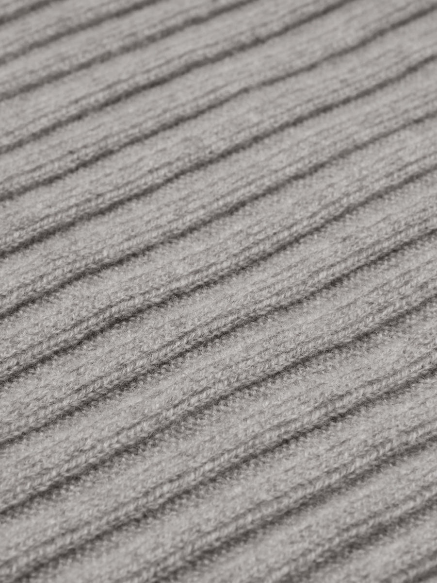 Napoli (light grey) - Italian 100% cashmere ribbed scarf (unisex)