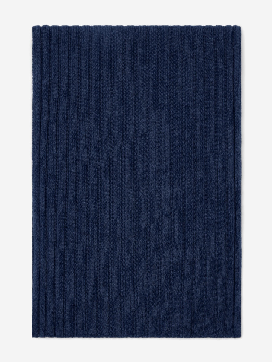 Napoli (navy blue) - Italian 100% cashmere ribbed scarf (unisex)