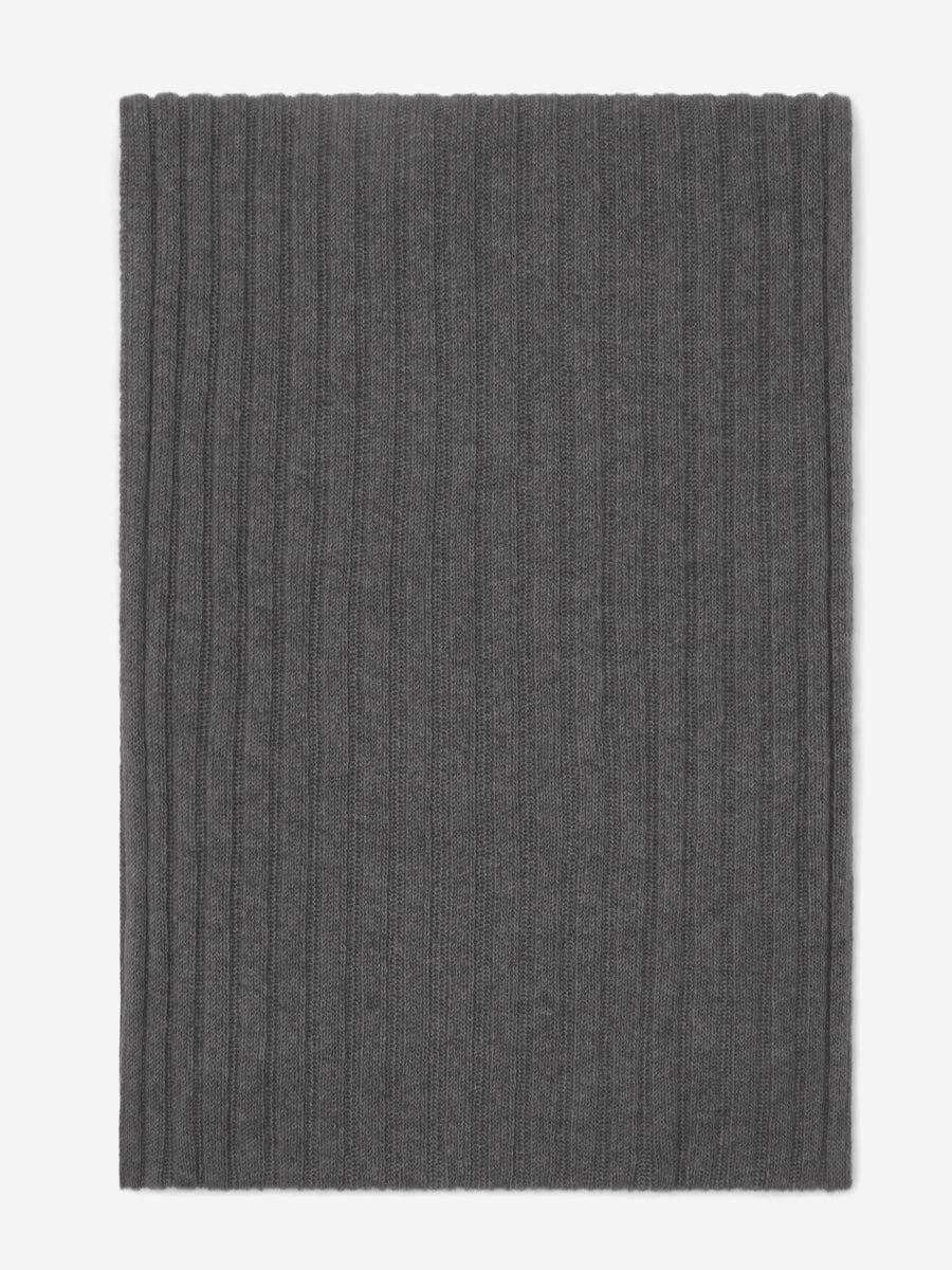 Napoli (dark grey) - Italian 100% cashmere ribbed scarf (unisex)