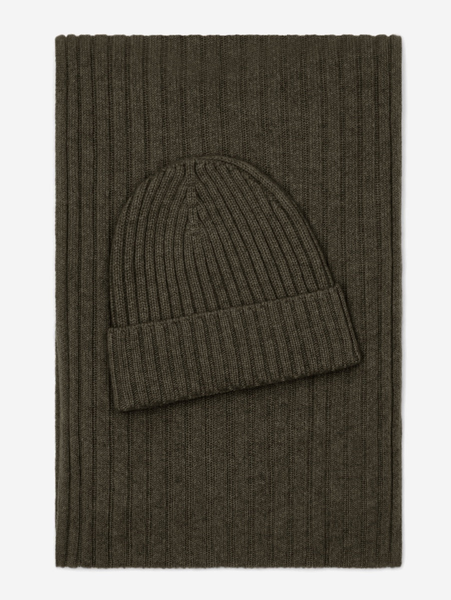 Napoli (dark green) - Italian 100% cashmere ribbed scarf (unisex)