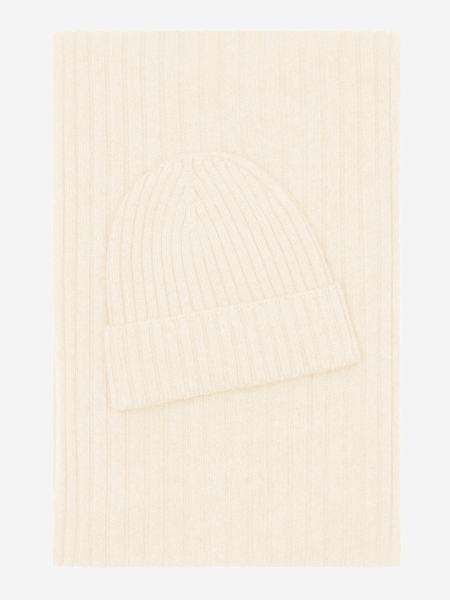 Napoli (cream) - Italian 100% cashmere ribbed scarf (unisex)