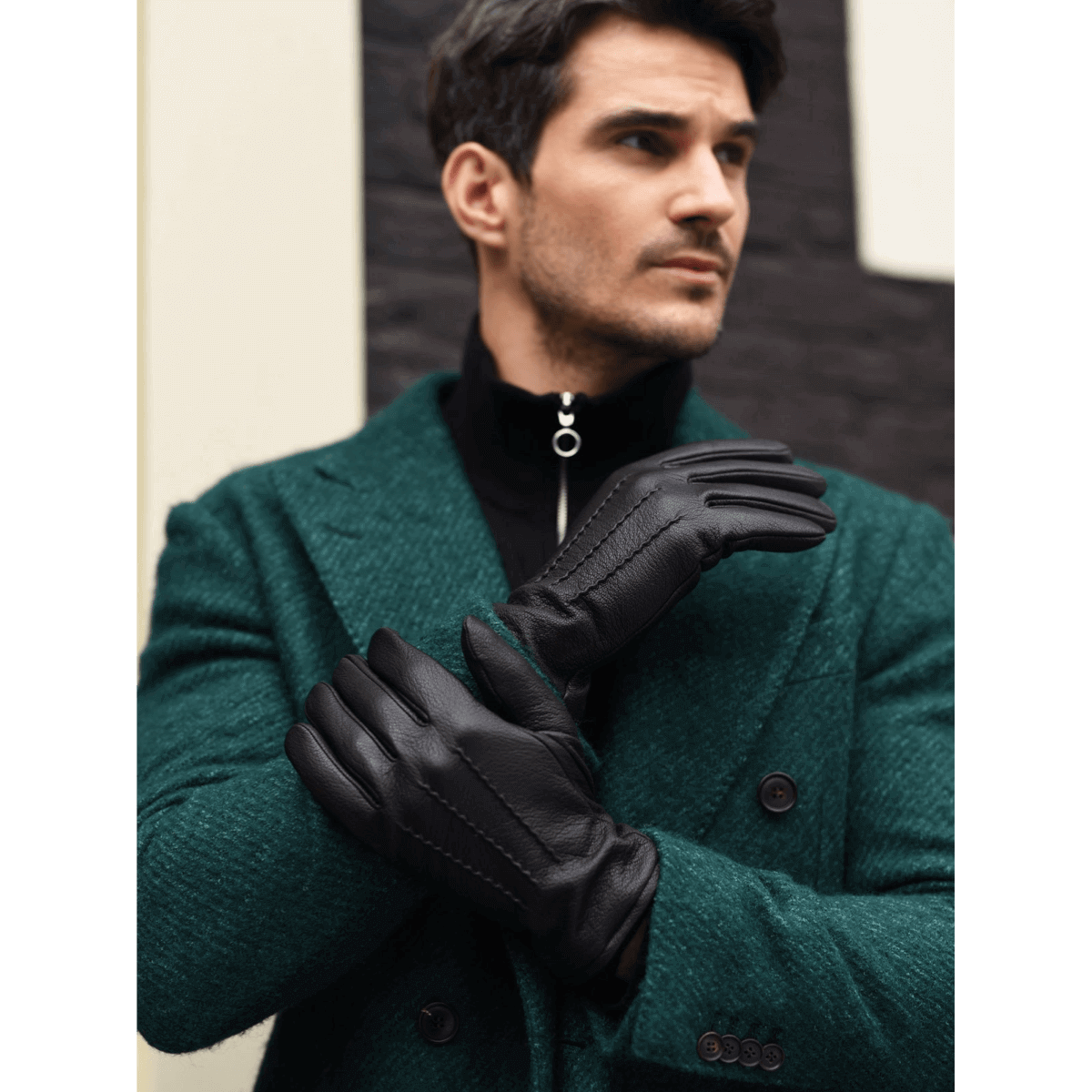 Daniel (black) – Goatskin leather gloves with warm wool lining and touchscreen function