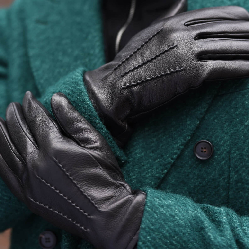 Daniel (black) – Goatskin leather gloves with warm wool lining and touchscreen function