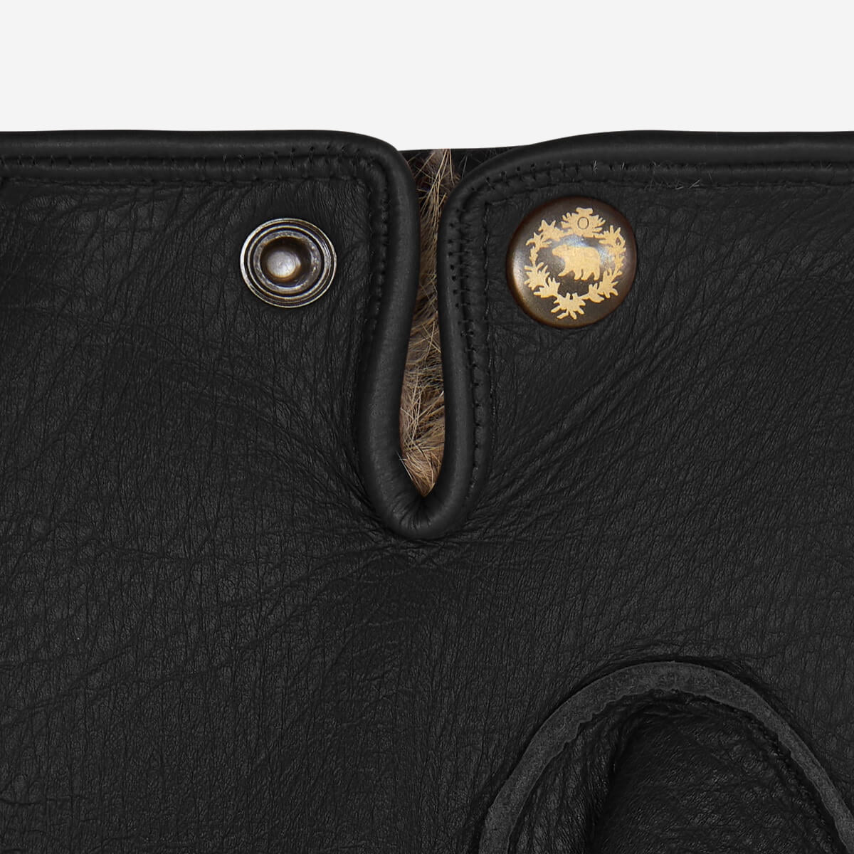 Diego (black) - Italian gloves made of American deerskin leather with rabbit fur lining