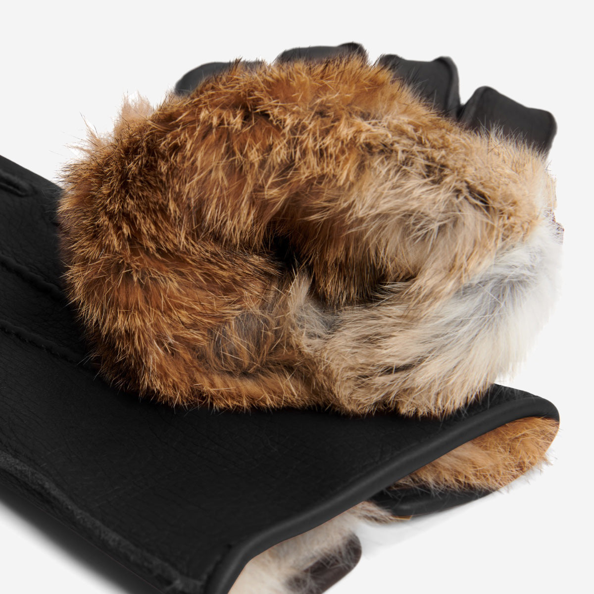 Diego (black) - Italian gloves made of American deerskin leather with rabbit fur lining
