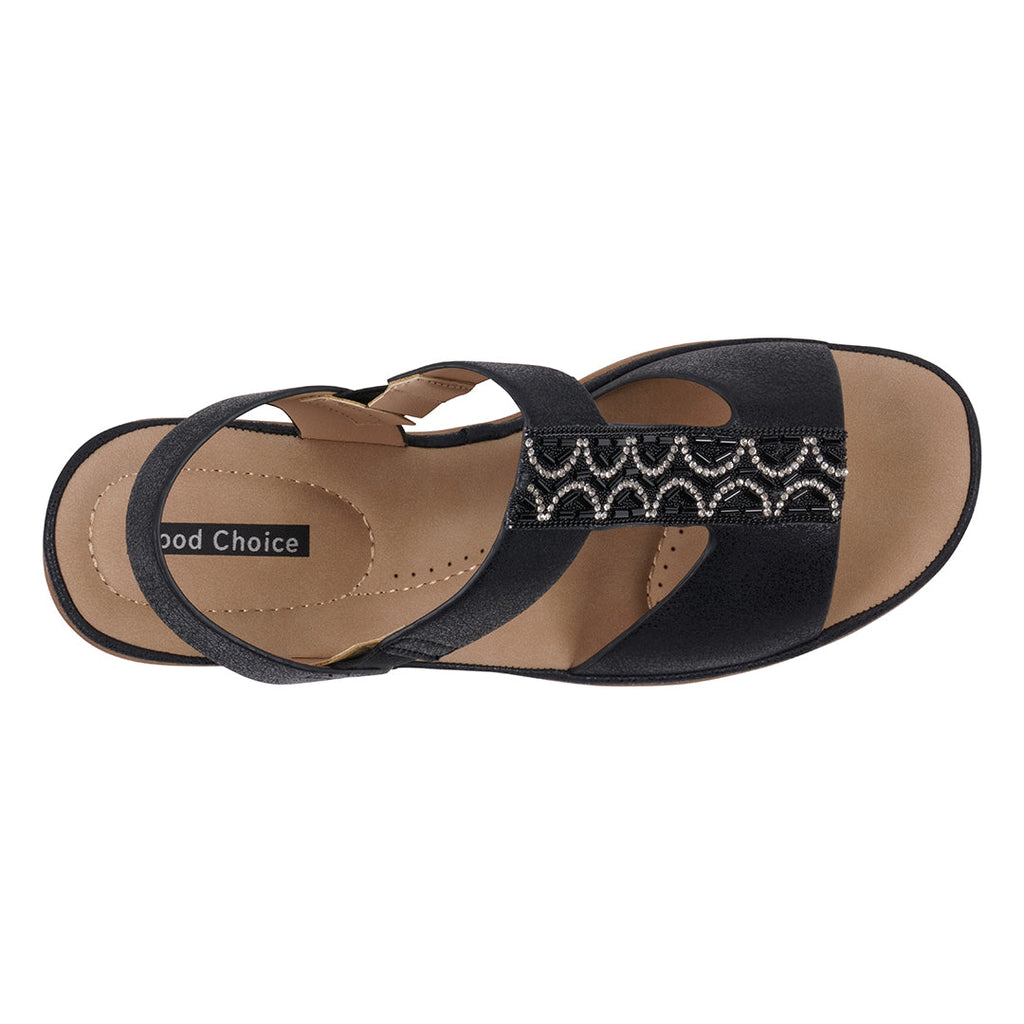 Women's Elissa Black Embellished Wedge Sandals