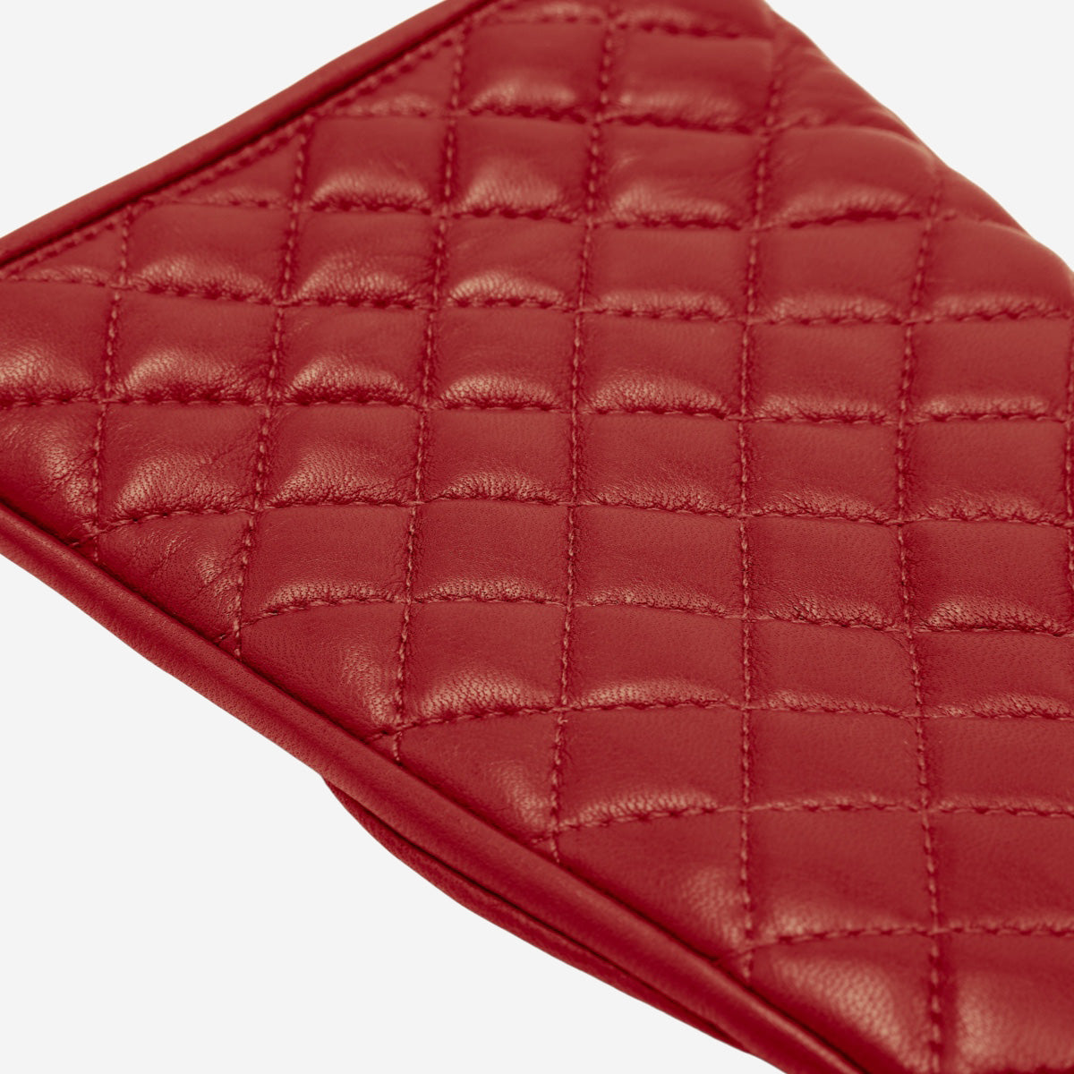 Emilia (red) - Classic Italian lambskin leather gloves with cashmere lining and checkered pattern