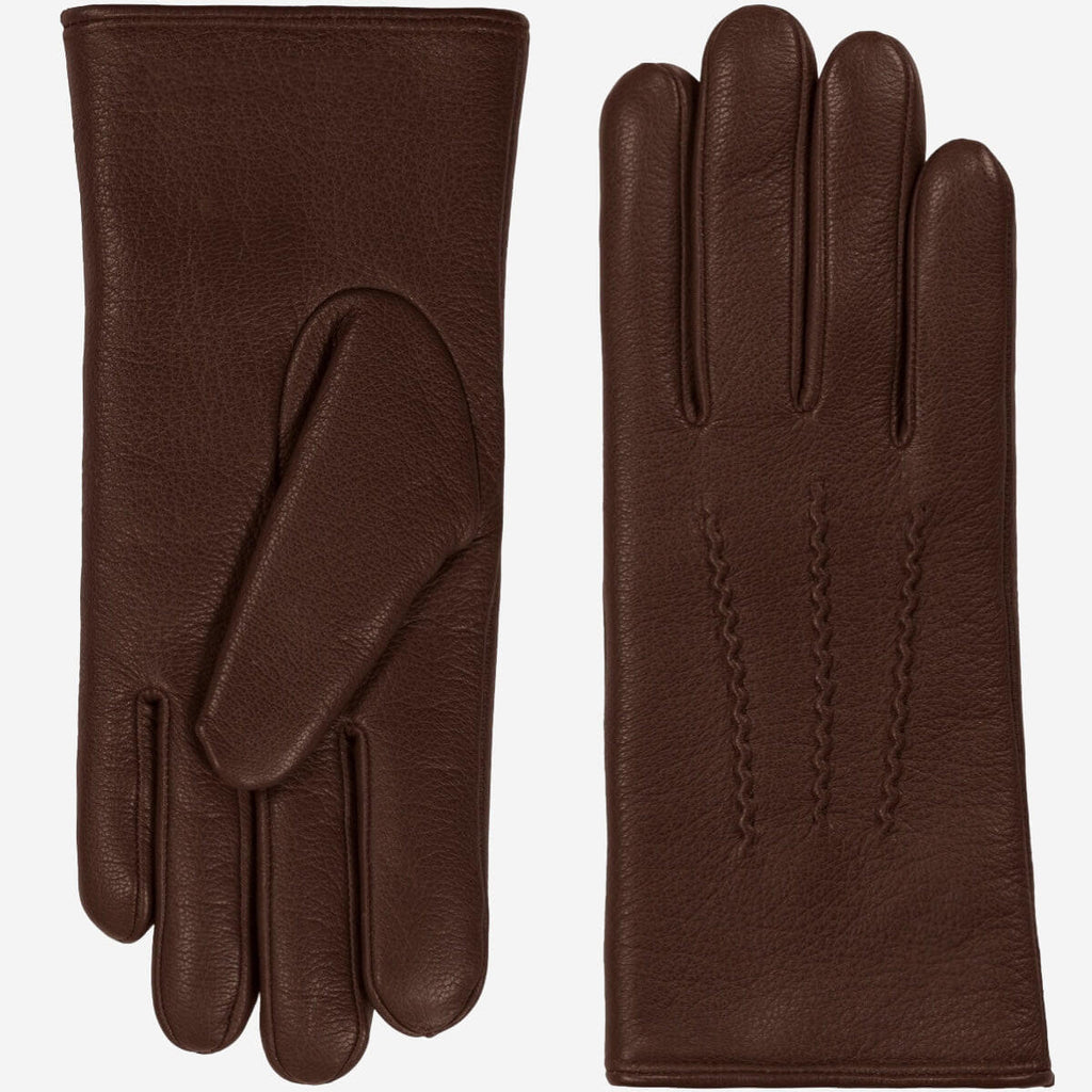 Evelyn (brown) - Goatskin leather gloves with soft lambswool lining and touchscreen feature