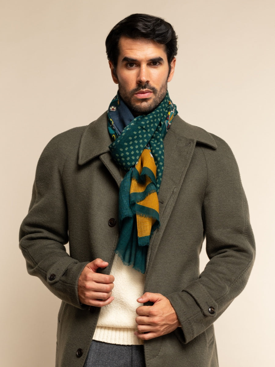 Edoardo (dark green) - Soft and lightweight Italian scarf from 100% wool