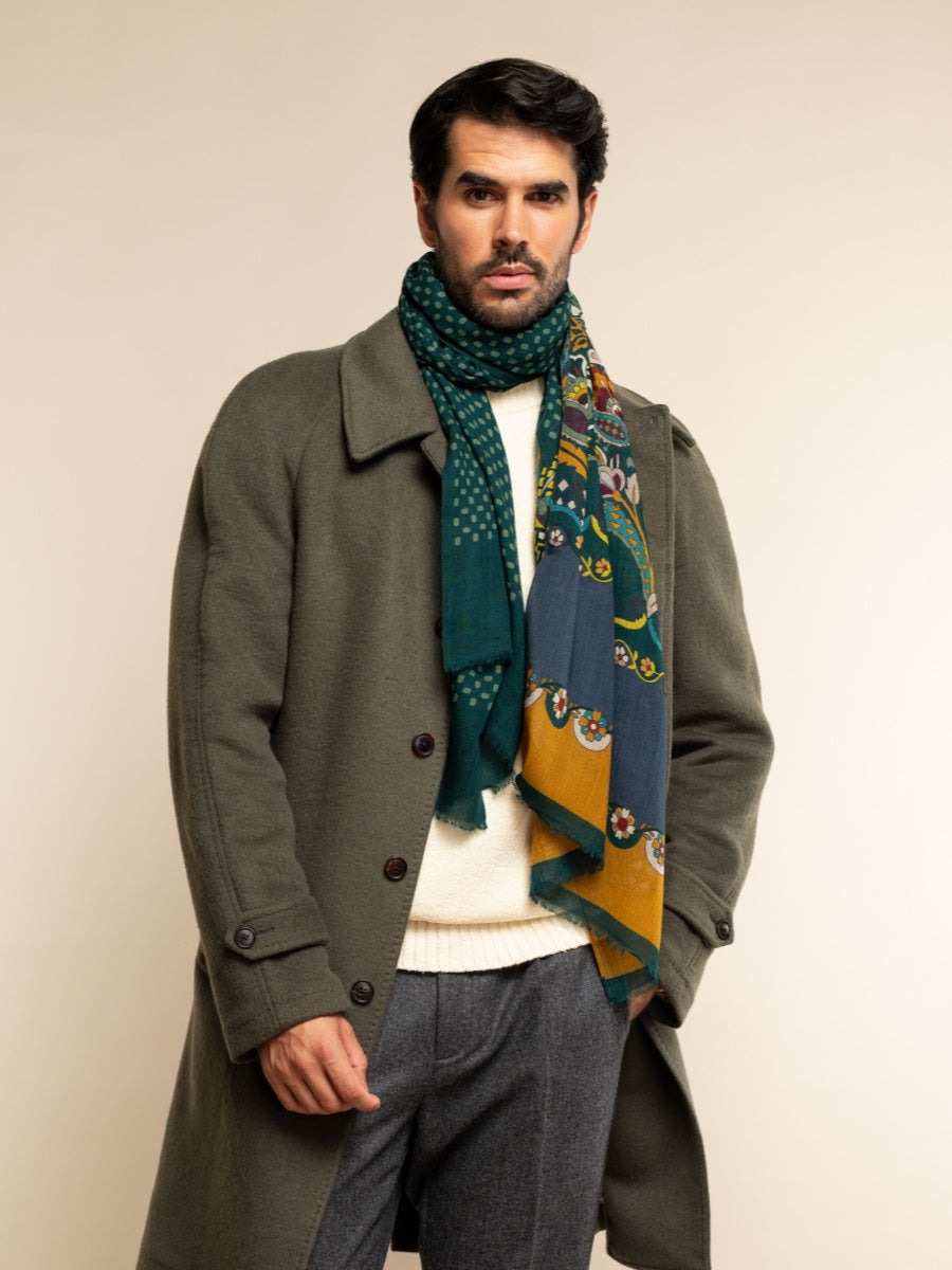 Edoardo (dark green) - Soft and lightweight Italian scarf from 100% wool