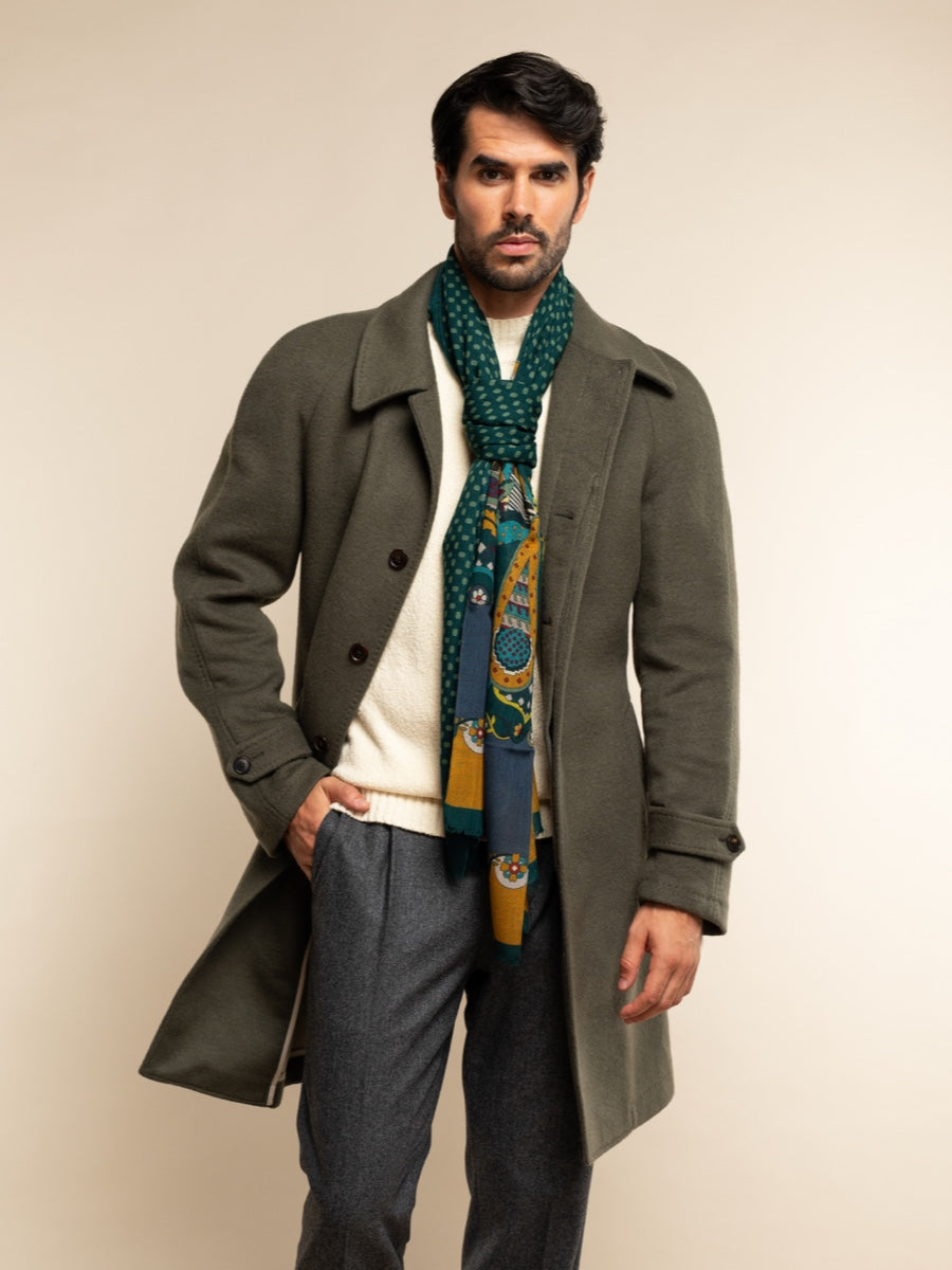 Edoardo (dark green) - Soft and lightweight Italian scarf from 100% wool