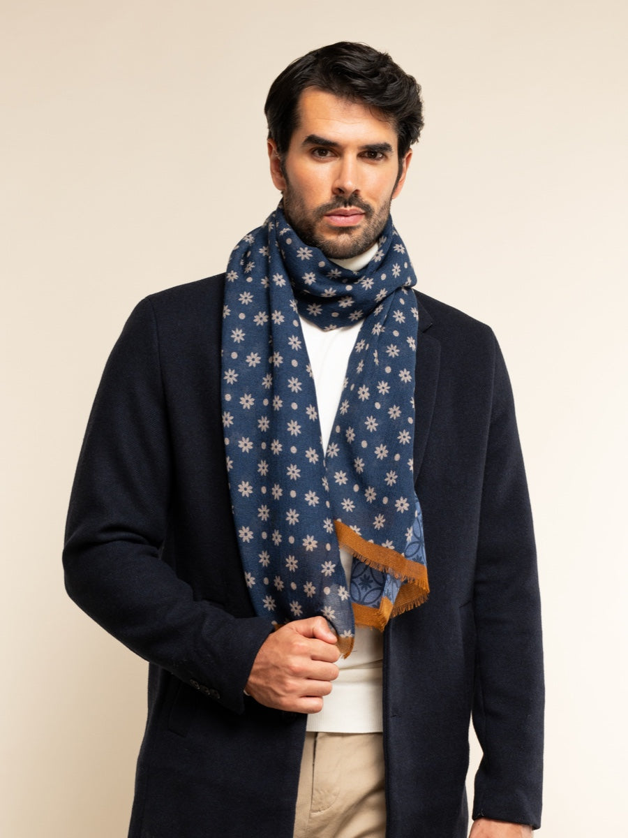 Andrea (blue) - Soft and lightweight Italian scarf from 100% wool