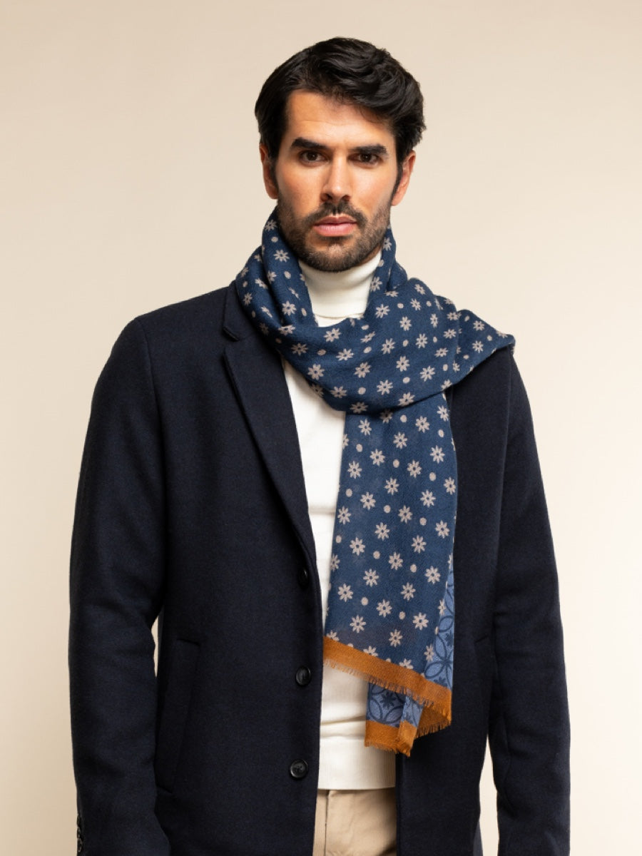 Andrea (blue) - Soft and lightweight Italian scarf from 100% wool