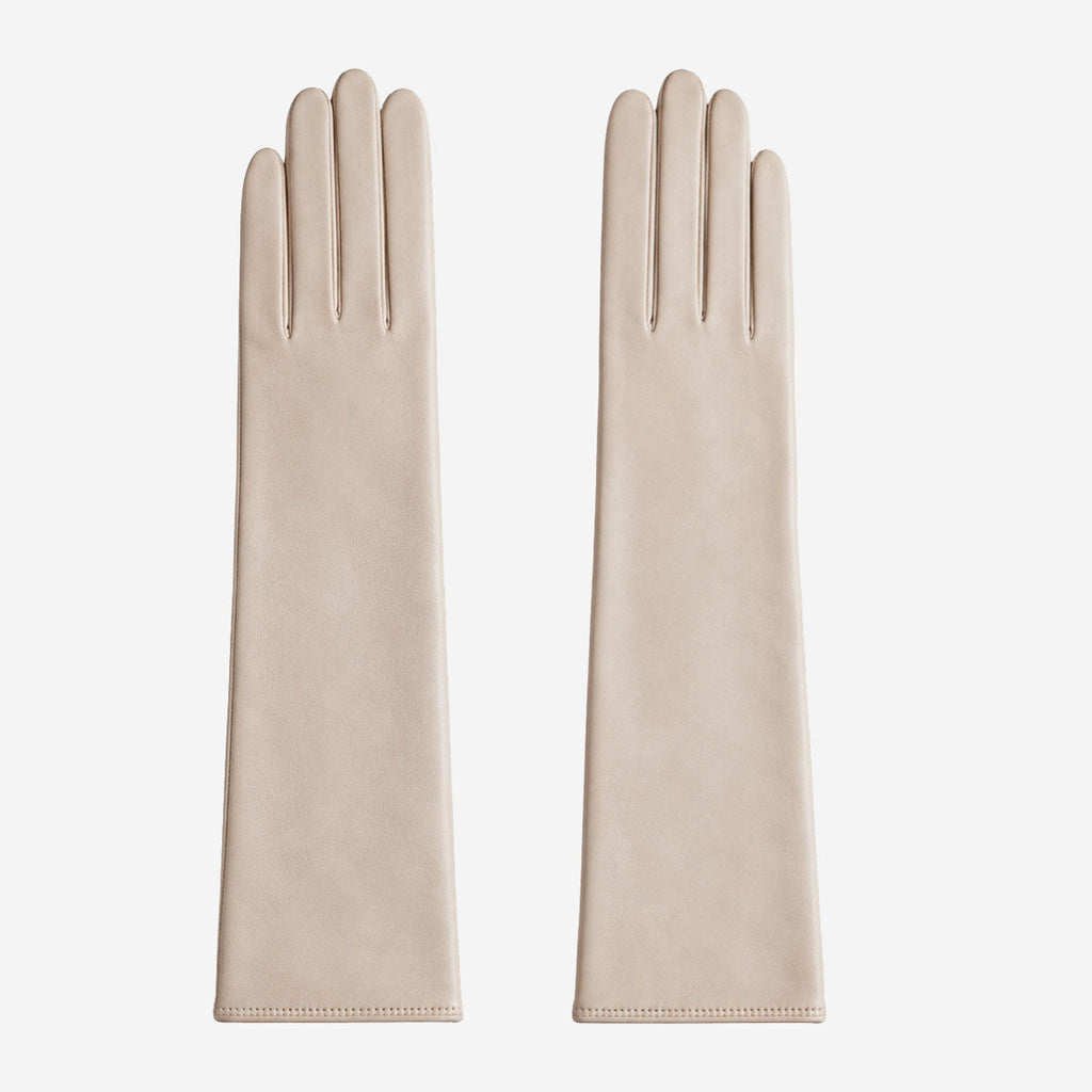 Leonora (cream) - Italian cashmere lined 6-button length leather gloves