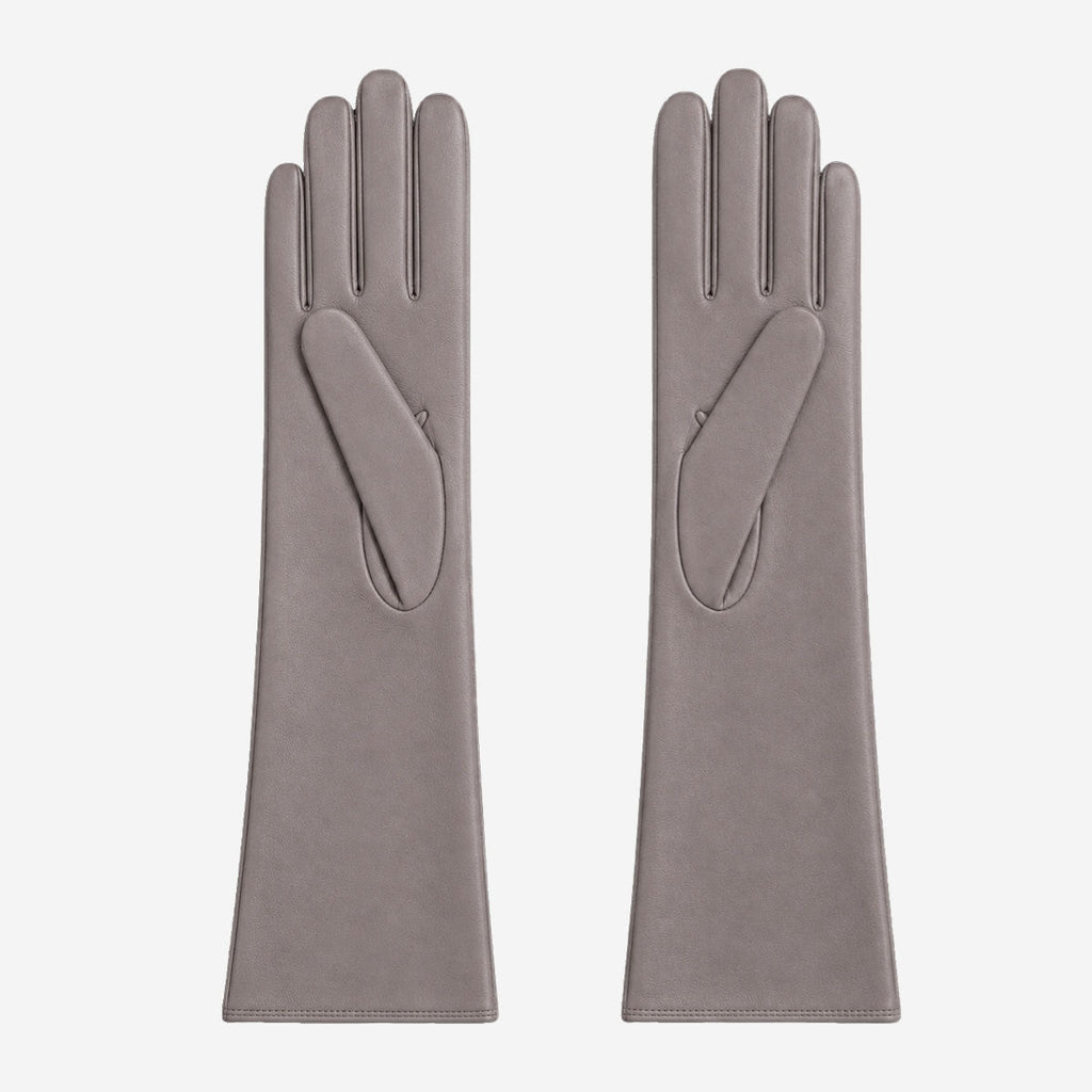 Leonora (grey) - Italian cashmere lined 6-button length leather gloves