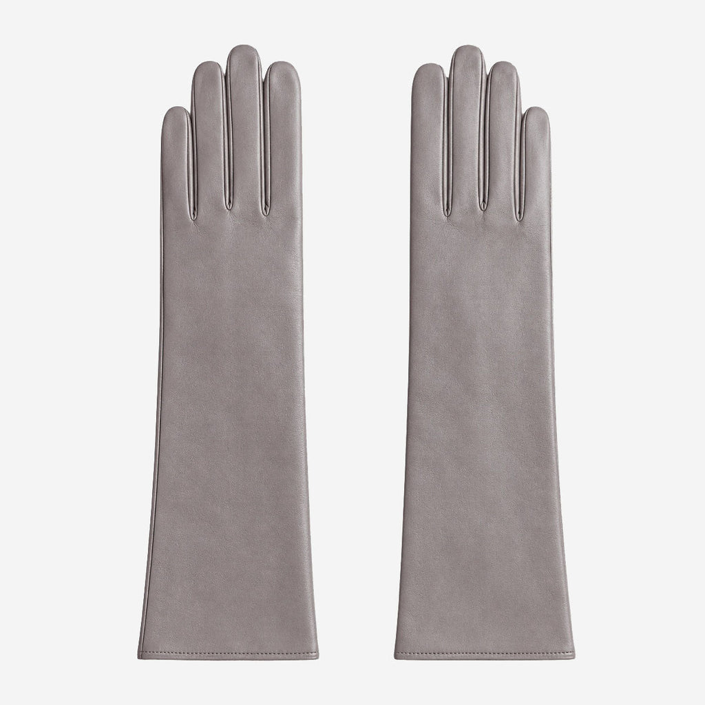 Leonora (grey) - Italian cashmere lined 6-button length leather gloves