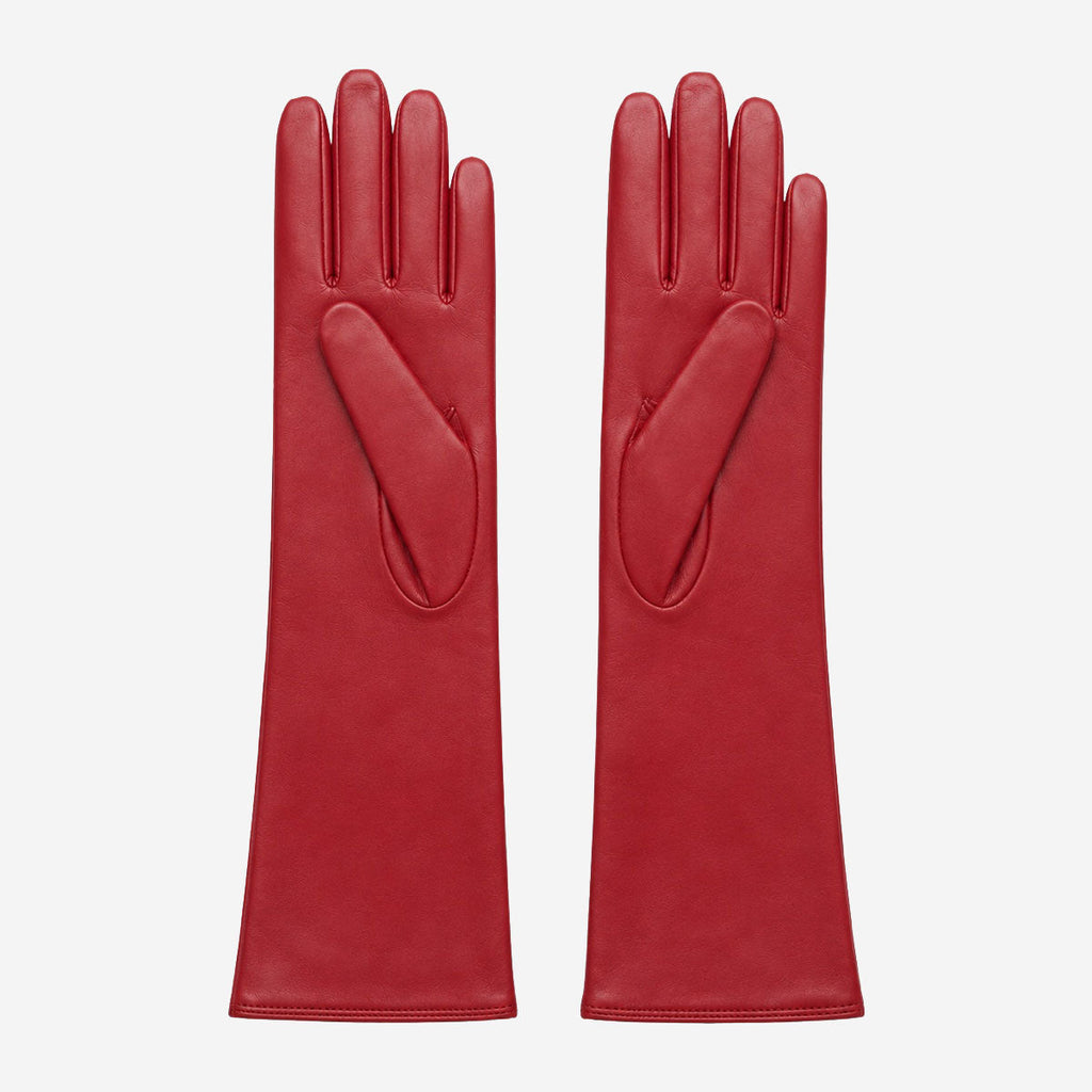 Leonora (deep red) - Italian cashmere lined 6-button length leather gloves