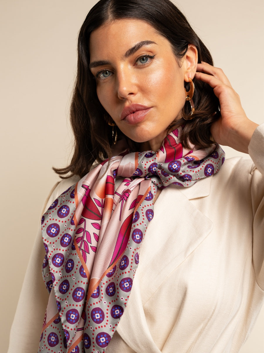 Bruna (pink)- Soft and lightweight Italian foulard from pure silk