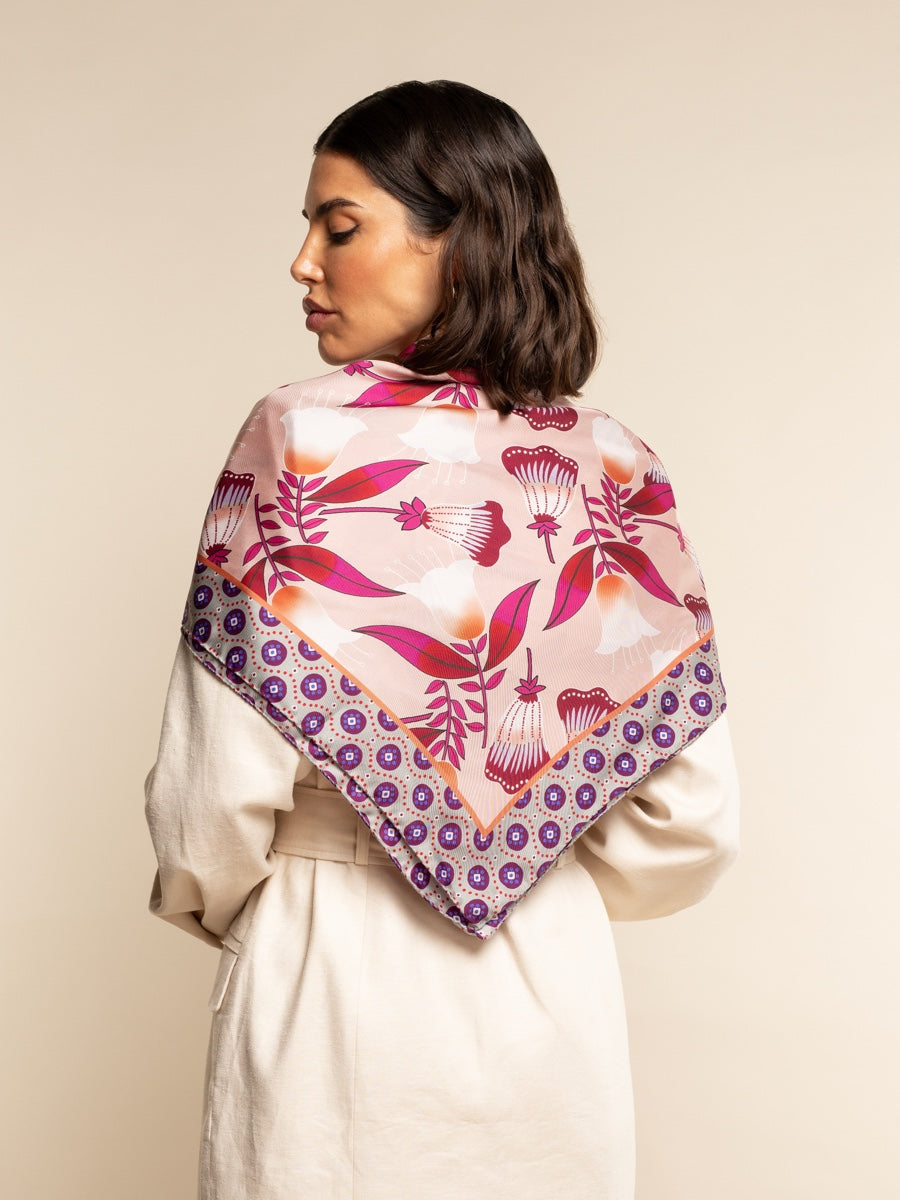 Bruna (pink)- Soft and lightweight Italian foulard from pure silk