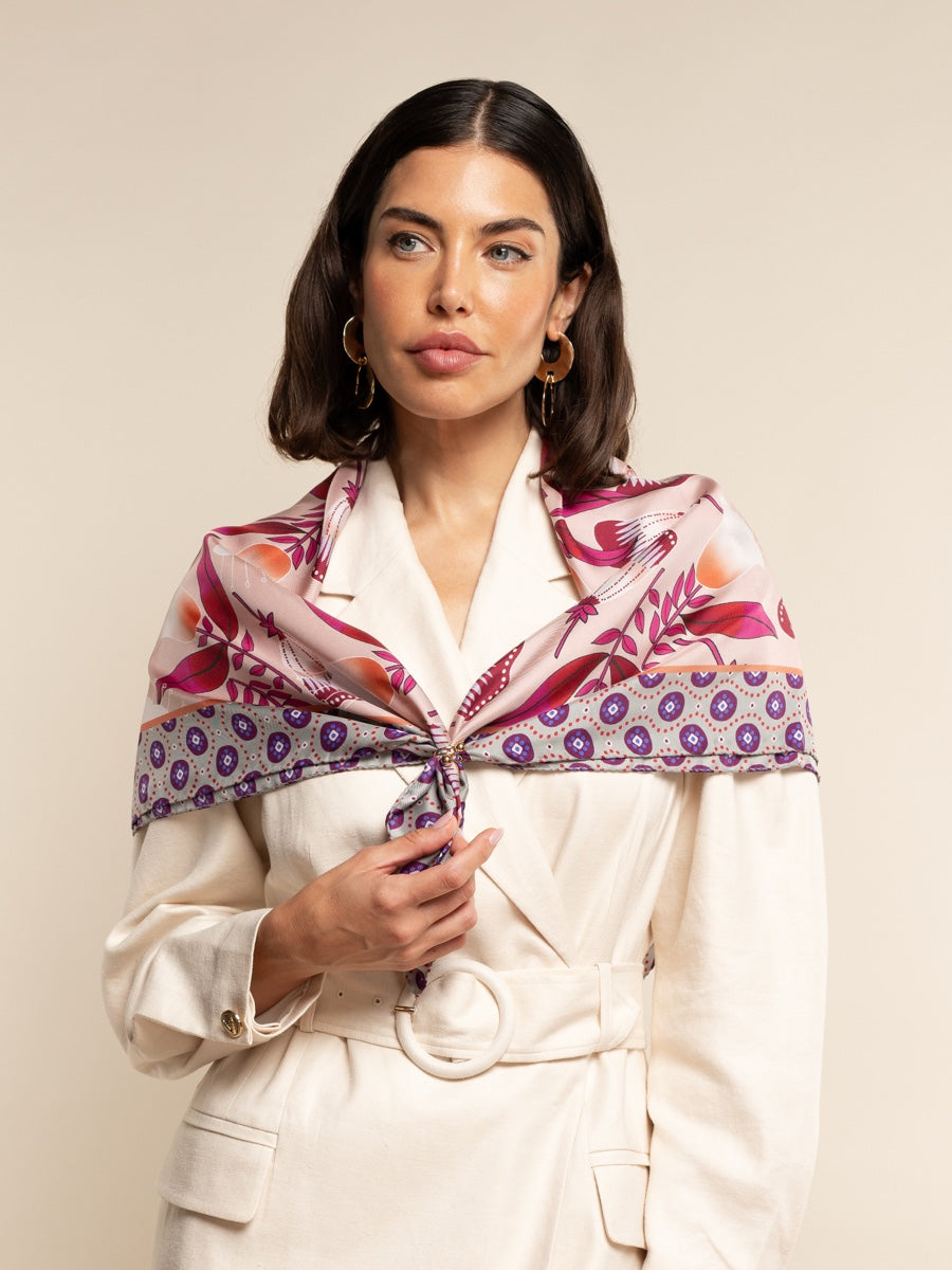 Bruna (pink)- Soft and lightweight Italian foulard from pure silk