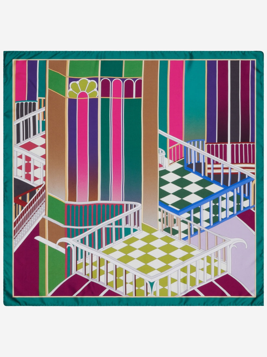 Fiorella (green) - Soft and lightweight Italian foulard from pure silk