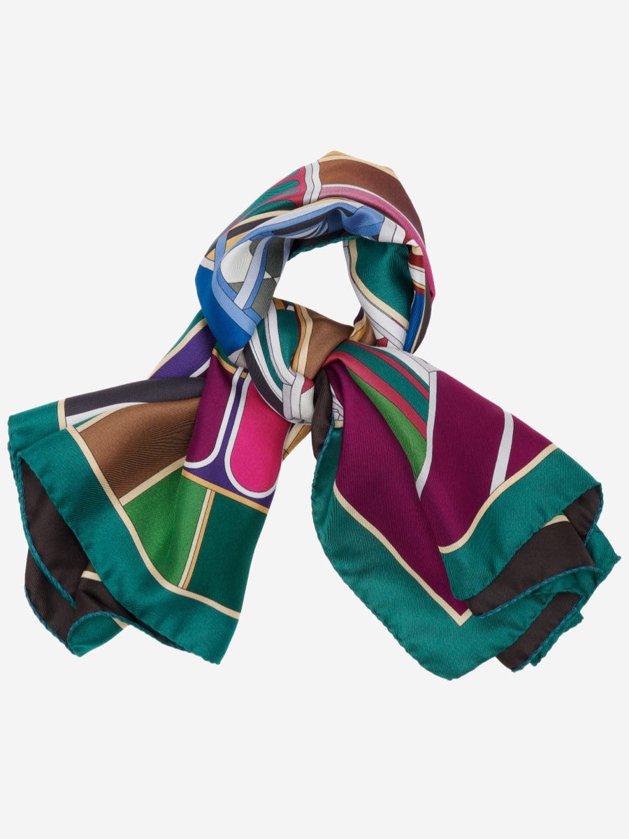 Fiorella (green) - Soft and lightweight Italian foulard from pure silk