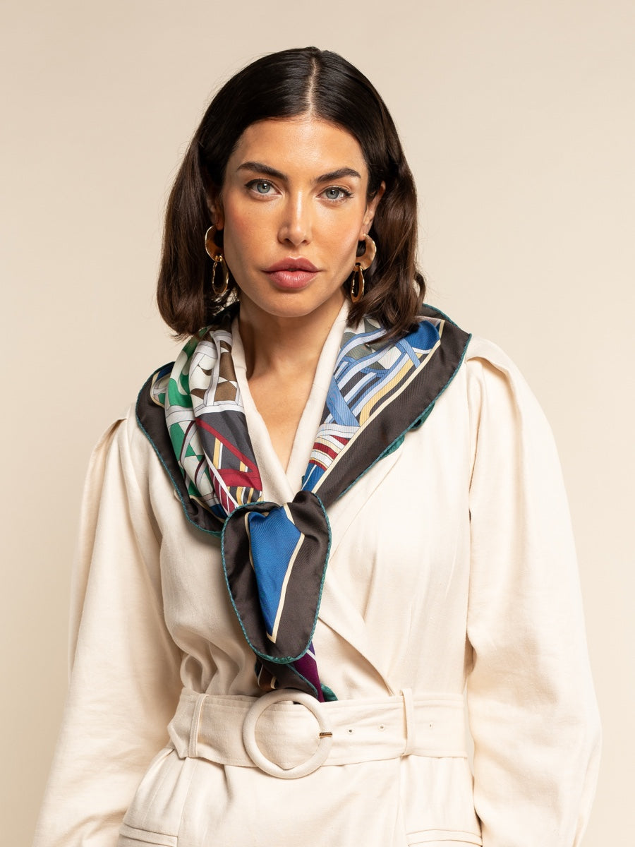Fiorella (red/blue) - Soft and lightweight Italian foulard from pure silk