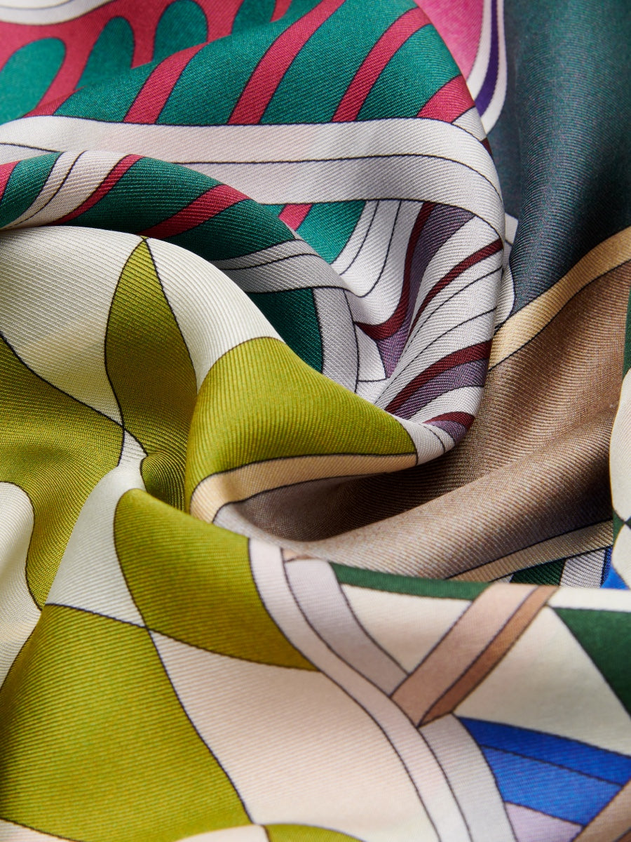 Fiorella (green) - Soft and lightweight Italian foulard from pure silk