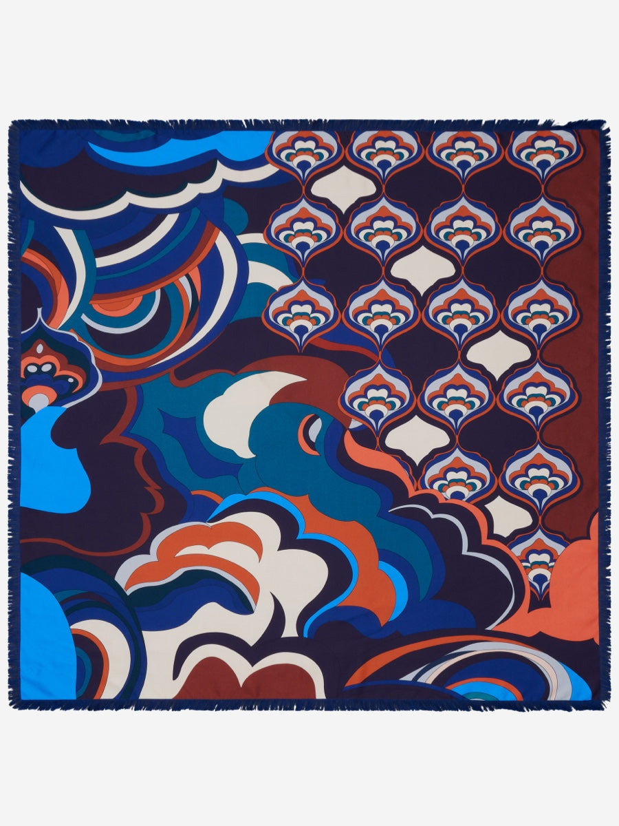 Giorgia (blue/red) - Italian soft and lightweight foulard made from pure silk