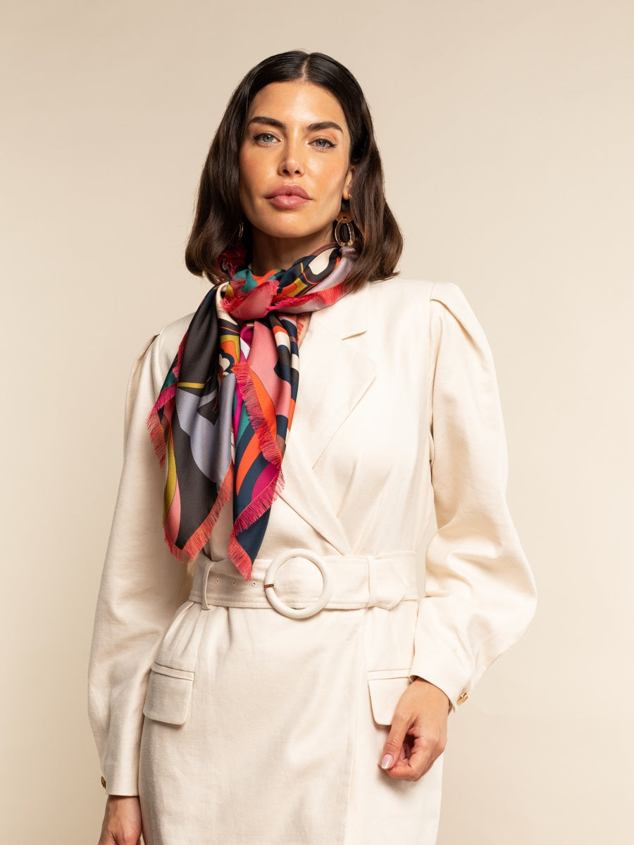 Giorgia (green/pink) - Italian soft and lightweight foulard made from pure silk