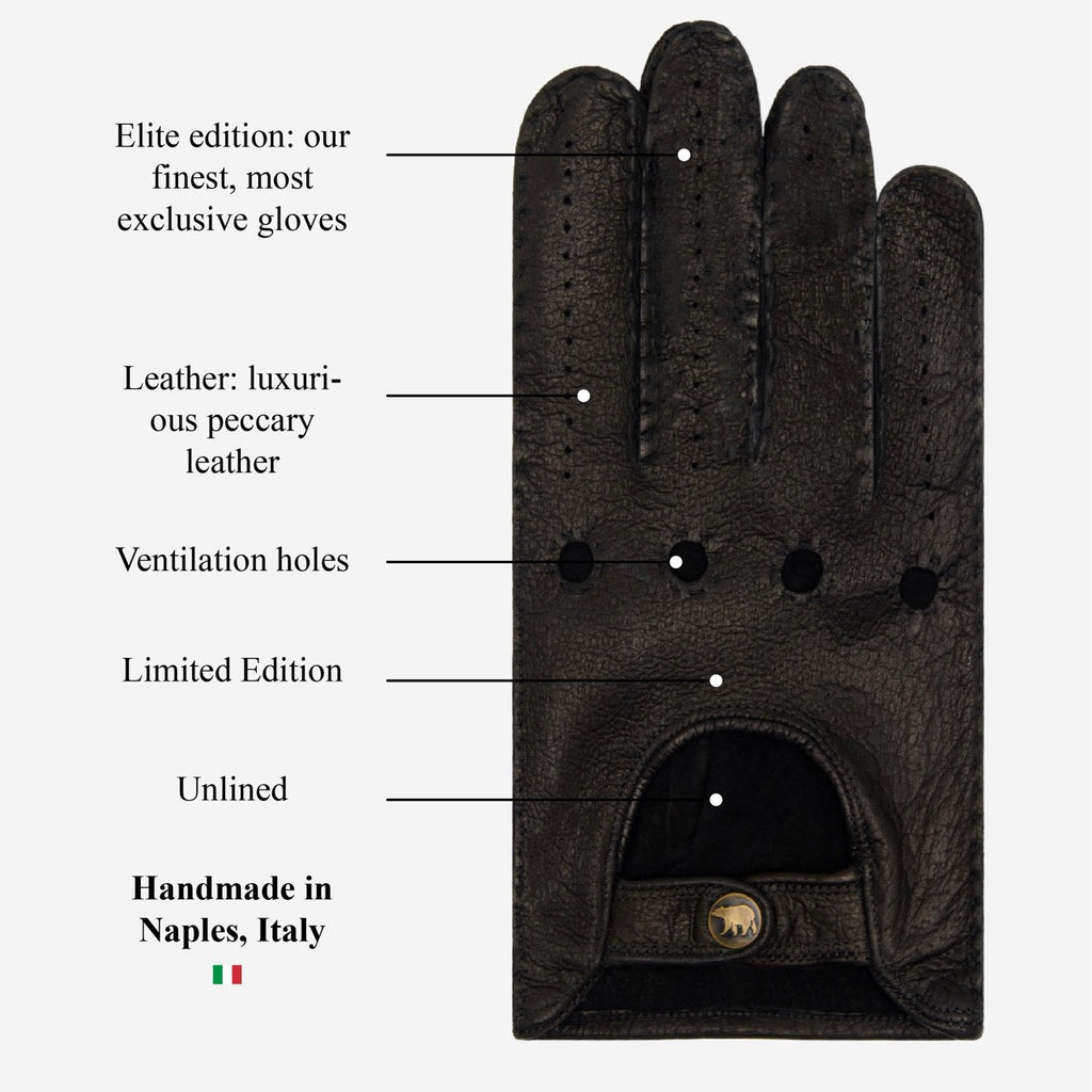 Marcello (black) – Luxurious Italian peccary driving gloves