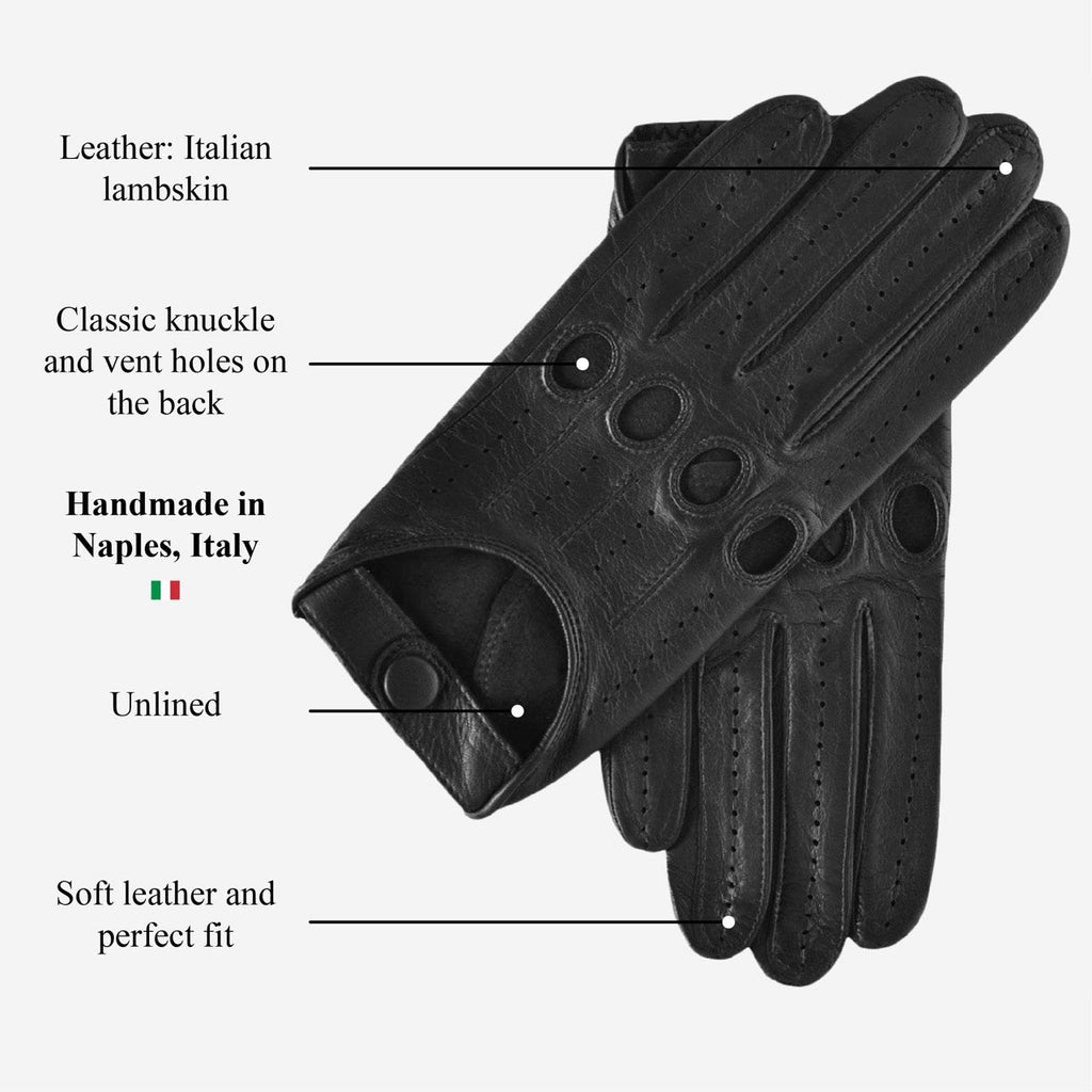 Mario (black) - Italian lambskin leather driving gloves
