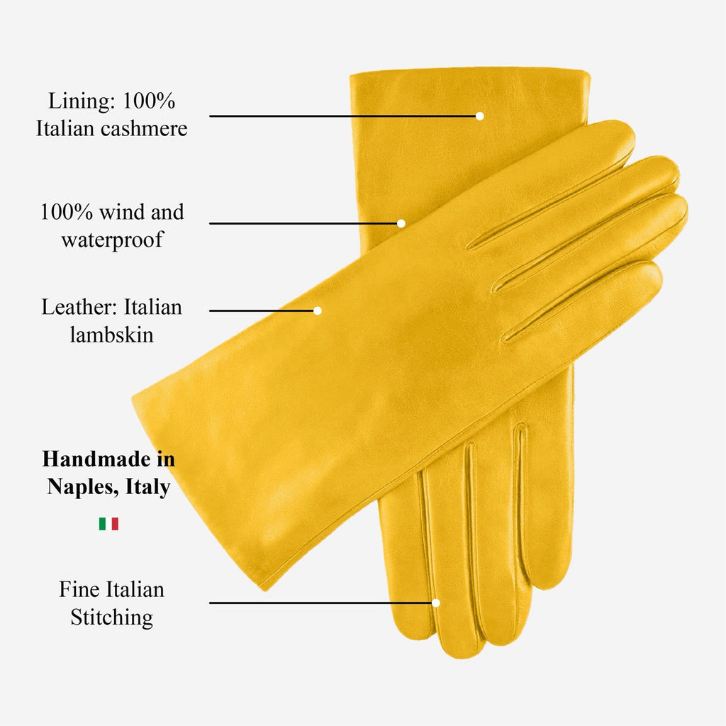 Isabella (yellow) - Italian lambskin leather gloves with cashmere lining