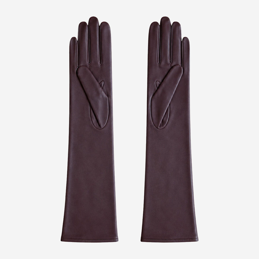 FS01W (brown) - Italian cashmere lined opera length leather gloves
