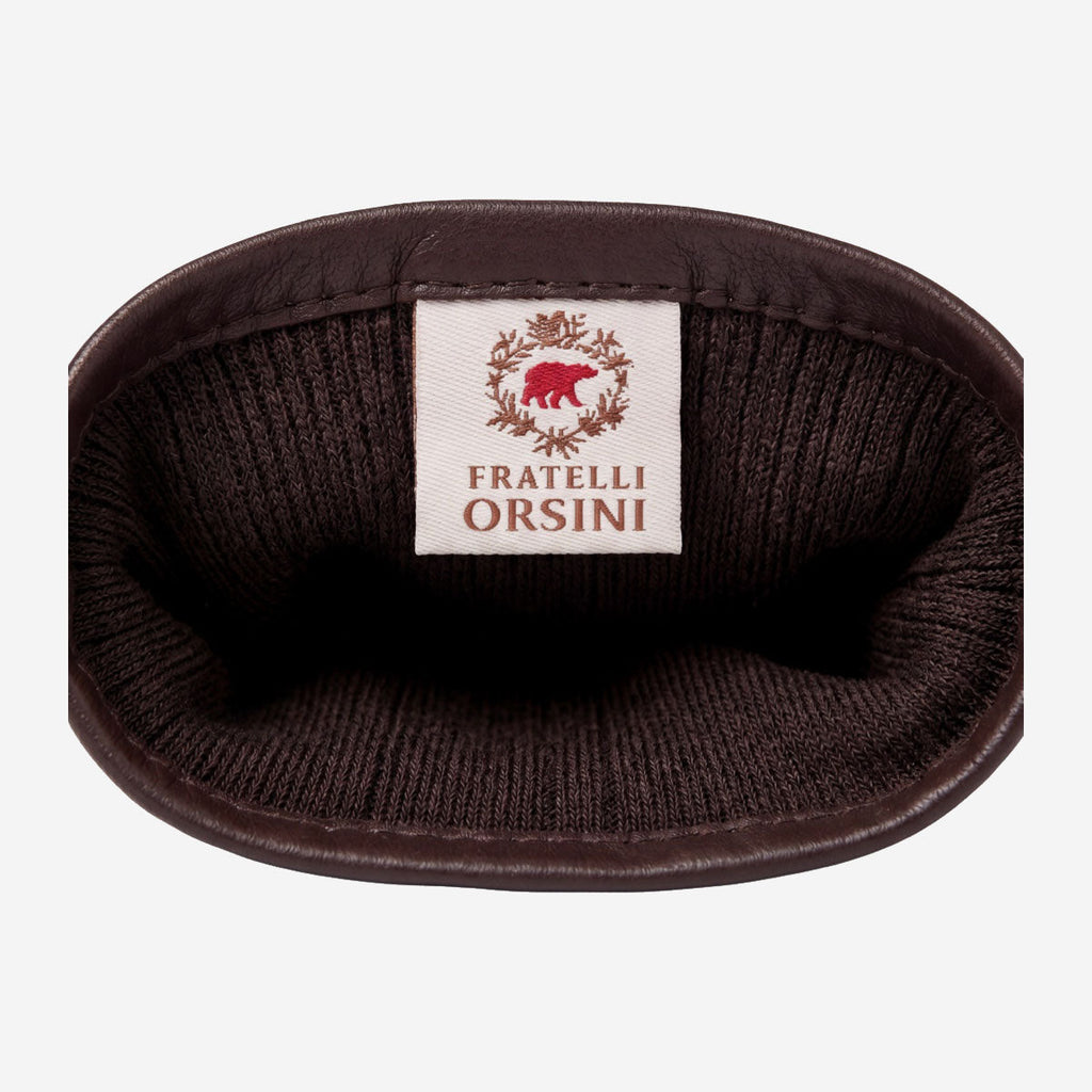 FS01W (brown) - Italian cashmere lined opera length leather gloves