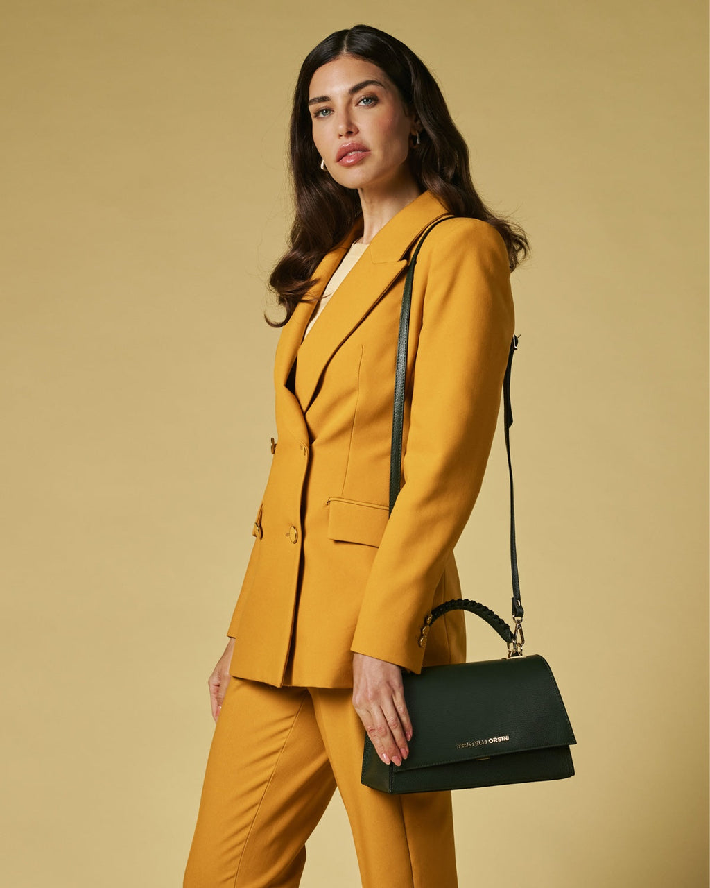 Federica (green) - Italian calf leather women's crossbody bag (with shoulder strap)