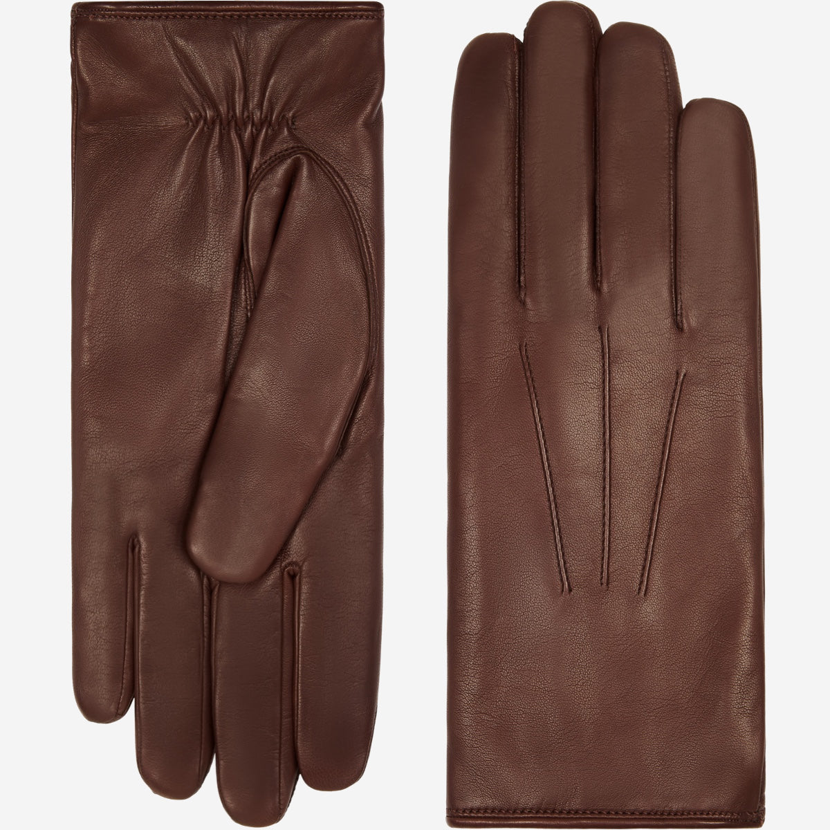 Francesca (brown) - Italian lambskin leather gloves with brown rabbit fur lining