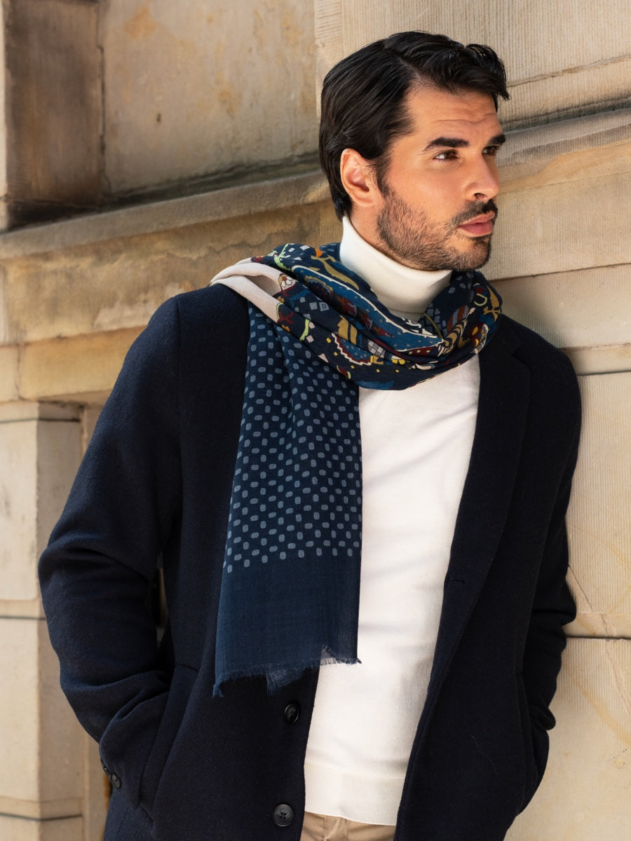 Edoardo (blue) - Soft and lightweight Italian scarf from 100% wool