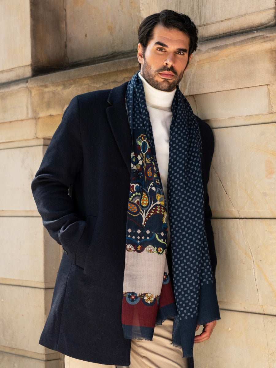 Edoardo (blue) - Soft and lightweight Italian scarf from 100% wool
