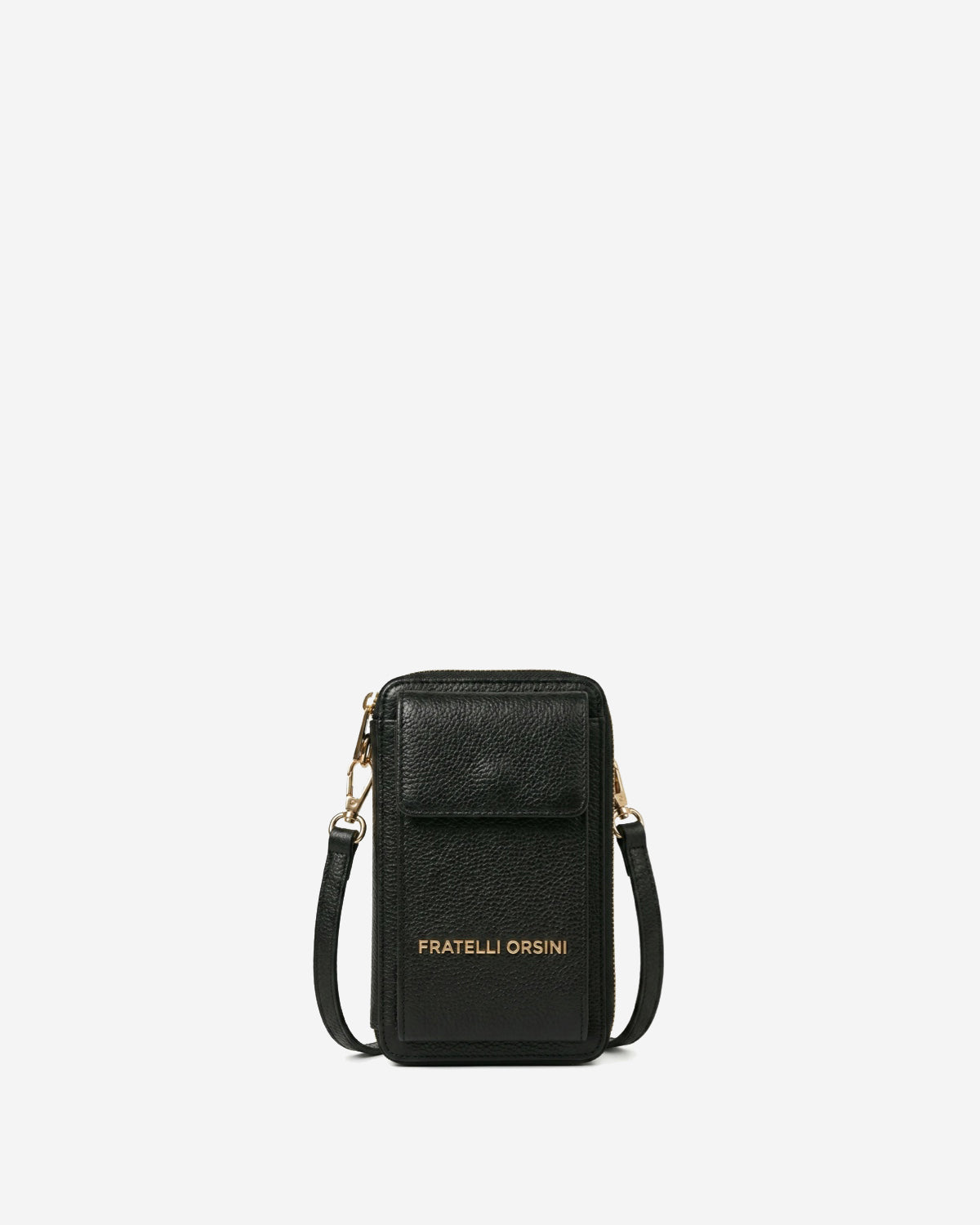 Giada (black) - Italian women's crossbody phone wallet with shoulder strap