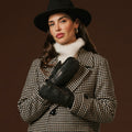 Gianetta (black) - Italian lambskin mittens with luxurious lambswool lining