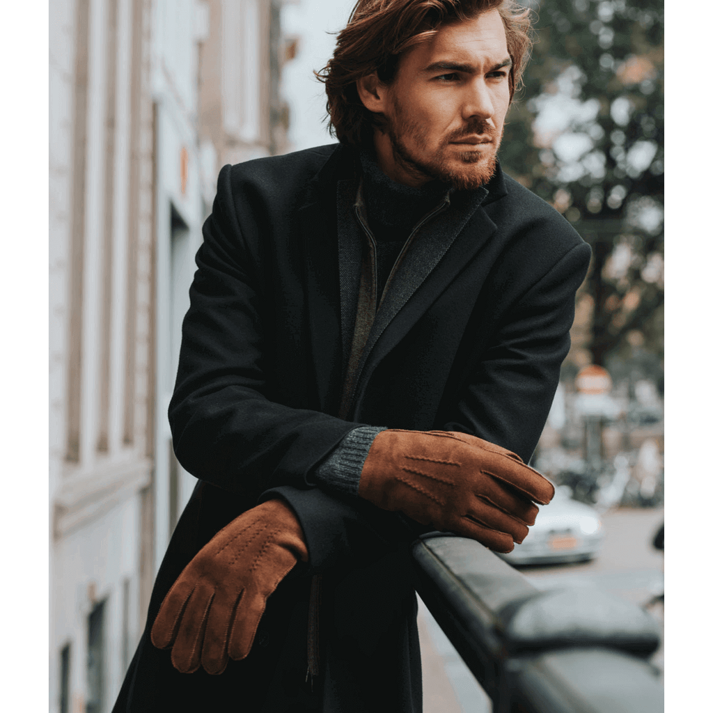 Jack (brown) – Suede leather gloves with luxurious sheep fur lining