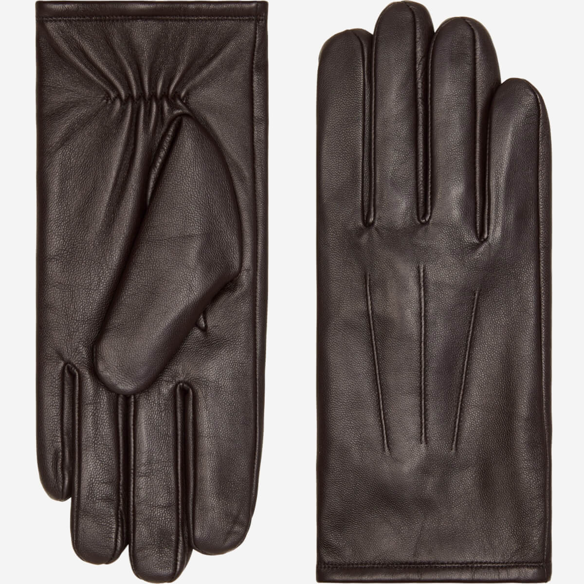 Julian (dark brown) - Classic sheepskin leather gloves with warm fleece lining and touchscreen feature