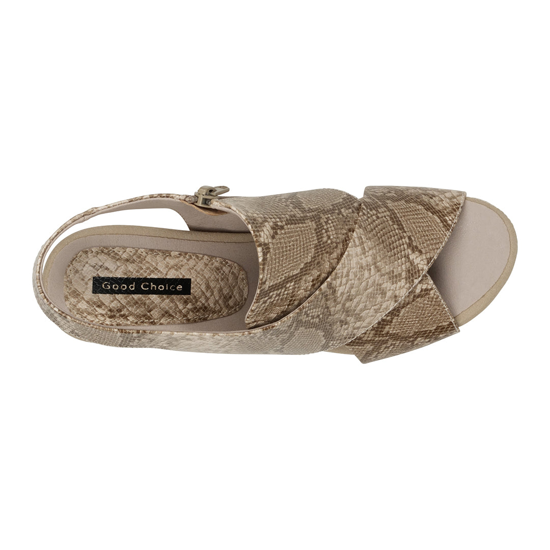Women's Keefa Snake Print Cross Strap Slingback Sandals