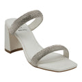Luella White Embellished Double Band Heeled Sandals