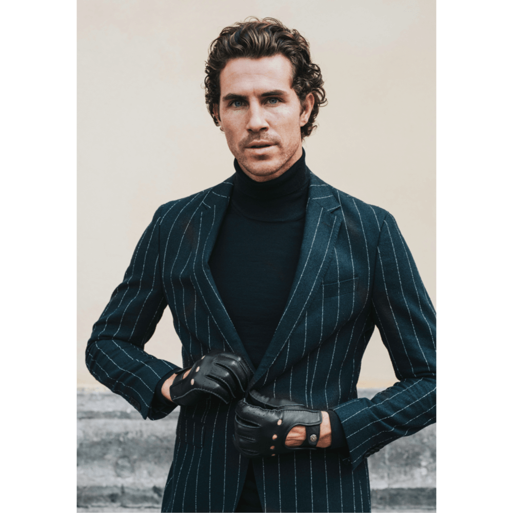 Leonardo (black) - Italian driving gloves made of American deerskin leather