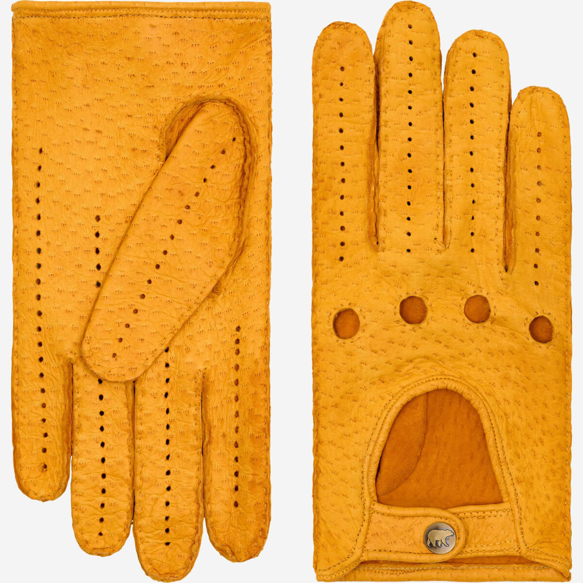 Marcello (yellow) – Luxurious Italian peccary driving gloves